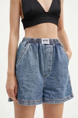 Zdjęcie produktu Moschino Jeans szorty jeansowe damskie kolor niebieski gładkie high waist 0304.8224