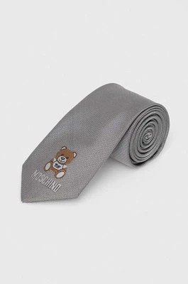 Zdjęcie produktu Moschino krawat jedwabny kolor szary