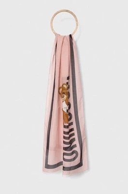Zdjęcie produktu Moschino szal z domieszką jedwabiu kolor różowy wzorzysty M5772 50223