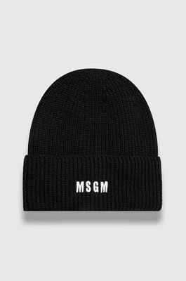 Zdjęcie produktu MSGM czapka wełniana kolor czarny z grubej dzianiny wełniana 3740ML02.247575
