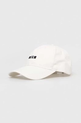 Zdjęcie produktu MSGM czapka z daszkiem bawełniana kolor biały z aplikacją