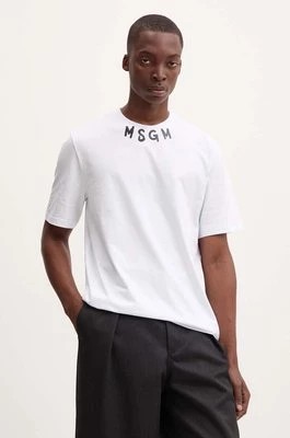Zdjęcie produktu MSGM t-shirt bawełniany męski kolor biały z nadrukiem 3740MM102.247798
