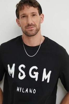Zdjęcie produktu MSGM t-shirt bawełniany męski kolor czarny z nadrukiem 2000MM510.200002