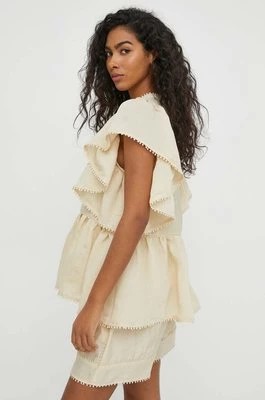 Zdjęcie produktu MUNTHE bluzka damska kolor beżowy gładka