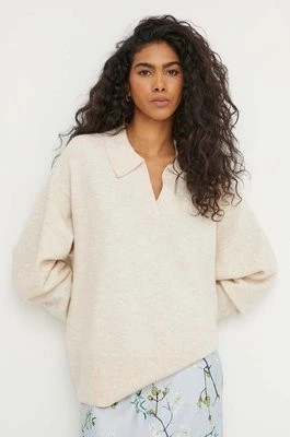 Zdjęcie produktu MUNTHE sweter z domieszką wełny damski kolor beżowy lekki