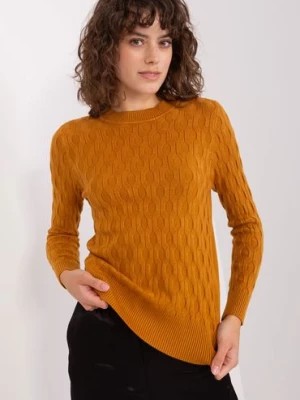 Zdjęcie produktu Musztardowy dzianinowy sweter klasyczny
