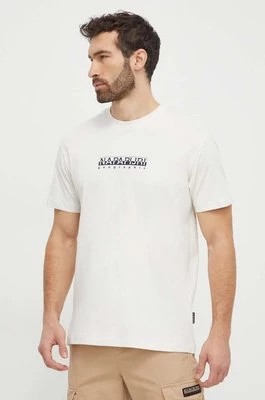 Zdjęcie produktu Napapijri t-shirt bawełniany S-Box męski kolor beżowy z nadrukiem NP0A4H8SN1A1