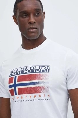 Zdjęcie produktu Napapijri t-shirt bawełniany S-Kreis męski kolor biały z nadrukiem NP0A4HQR0021