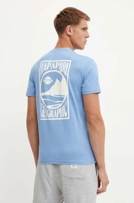 Zdjęcie produktu Napapijri t-shirt bawełniany S-Mele męski kolor niebieski z nadrukiem NP0A4IN4I821