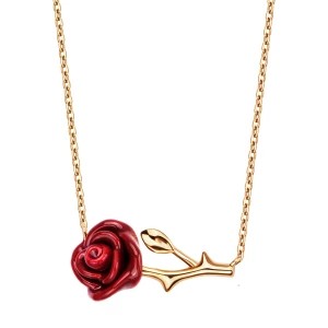 Zdjęcie produktu Naszyjnik srebrny pozłacany pokryty emalią - róża - Rosarium Rosarium - Biżuteria YES