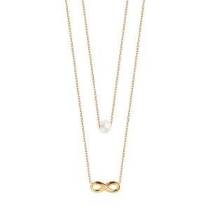 Zdjęcie produktu Naszyjnik srebrny pozłacany z perłą - nieskończoność - Pearls Pearls - Biżuteria YES
