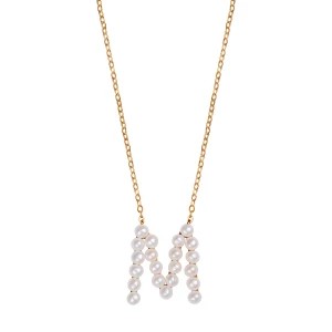 Zdjęcie produktu Naszyjnik srebrny pozłacany z perłami - litera M - Pearls Pearls - Biżuteria YES