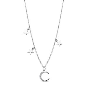 Zdjęcie produktu Naszyjnik srebrny z cyrkoniami - księżyc - Night Sky Night Sky - Biżuteria YES