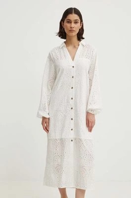 Zdjęcie produktu Never Fully Dressed sukienka bawełniana Jenna Shirt dress kolor biały midi prosta NFDDR1349