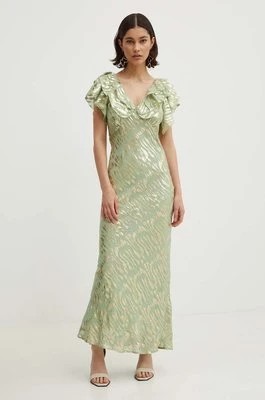Zdjęcie produktu Never Fully Dressed sukienka Tilda Dress kolor zielony maxi rozkloszowana NFDDR1350