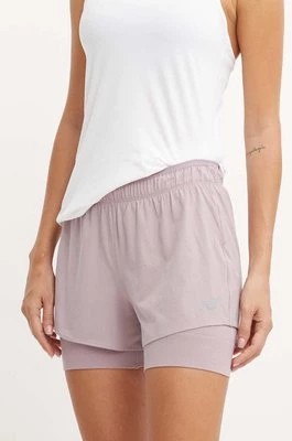 Zdjęcie produktu New Balance szorty do biegania kolor fioletowy gładkie medium waist WS41287ICW