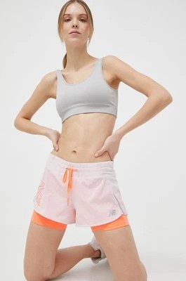 Zdjęcie produktu New Balance szorty do biegania Printed Impact Run kolor różowy wzorzyste medium waist