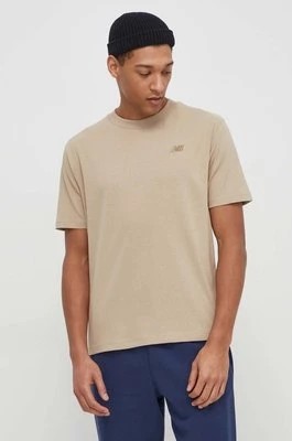Zdjęcie produktu New Balance t-shirt bawełniany MT41533SOT męski kolor beżowy z aplikacją