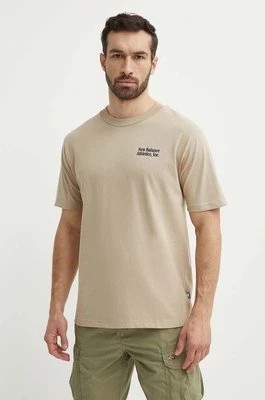 Zdjęcie produktu New Balance t-shirt bawełniany MT41588SOT męski kolor beżowy z aplikacją MT41588SOT
