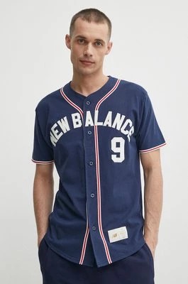 Zdjęcie produktu New Balance t-shirt bawełniany MT41512NNY męski kolor granatowy z aplikacją MT41512NNY