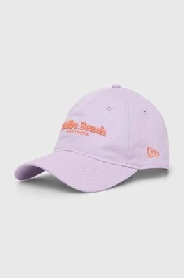 Zdjęcie produktu New Era czapka z daszkiem bawełniana kolor fioletowy z aplikacją