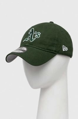 Zdjęcie produktu New Era czapka z daszkiem bawełniana kolor zielony z aplikacją OAKLAND ATHLETICS