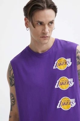 Zdjęcie produktu New Era t-shirt bawełniany męski kolor fioletowy LOS ANGELES LAKER