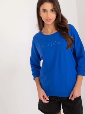 Zdjęcie produktu Niebieska damska bluzka oversize z napisem Nice RELEVANCE