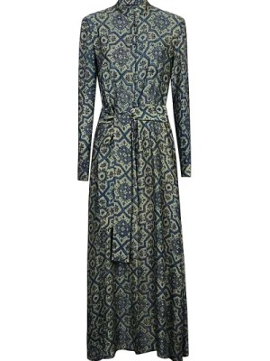 Zdjęcie produktu Niebieska Długa Sukienka z Ręcznie Malowanym Materiałem Obidi