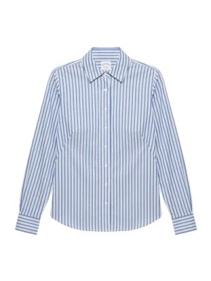 Zdjęcie produktu Niebieska Dopasowana Elastyczna Koszula z Supima Bawełny Bez Prasowania w Wielopaski Brooks Brothers