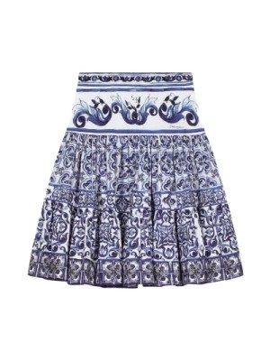 Zdjęcie produktu Niebieska i biała Spódnica w stylu Maiolica Dolce & Gabbana