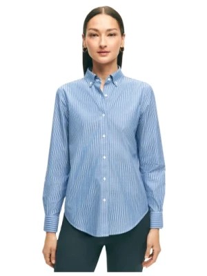 Zdjęcie produktu Niebieska Koszula z Supima i Stretchem Bez Konieczności Prasowania z Kołnierzykiem Button-Down Brooks Brothers