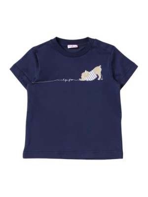 Zdjęcie produktu Niebieska koszulka dziecięca z nadrukiem psa Il Gufo