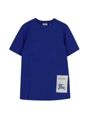 Zdjęcie produktu Niebieska Koszulka z Okrągłym Dekoltem z Bawełny Burberry
