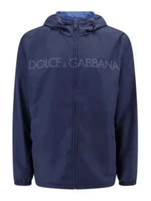 Zdjęcie produktu Niebieska Kurtka z Kapturem i Zamkiem Dolce & Gabbana