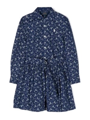Zdjęcie produktu Niebieska Kwiatowa Sukienka Koszulowa dla Dziewczynek Ralph Lauren
