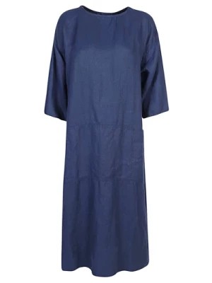 Zdjęcie produktu Niebieska lniana sukienka koszulowa Sarahwear