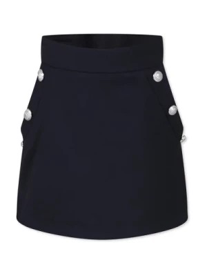 Zdjęcie produktu Niebieska Spódnica z Wełny z Ikonicznymi Srebrnymi Guzikami Balmain
