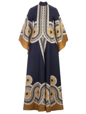 Zdjęcie produktu Niebieska Sukienka Maxi z Wzorem Art Deco La DoubleJ
