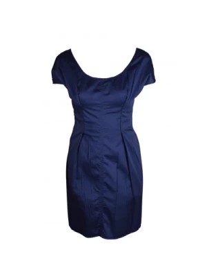 Zdjęcie produktu Niebieska Sukienka z Bawełny z Złotym Zamkiem Prada