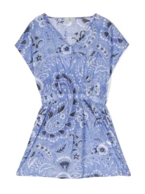 Zdjęcie produktu Niebieska Sukienka z Paisley Printem i Dekoltem w Serek Etro
