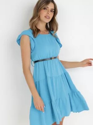 Zdjęcie produktu Niebieska Sukienka z Paskiem Laodolea