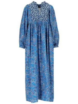 Zdjęcie produktu Niebieska Wzorzysta Sukienka z Bawełny Poplinowej Max Mara Weekend