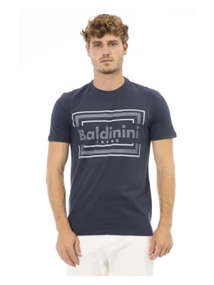 Zdjęcie produktu Niebieski Bawełniany T-shirt z Okrągłym Dekoltem Baldinini