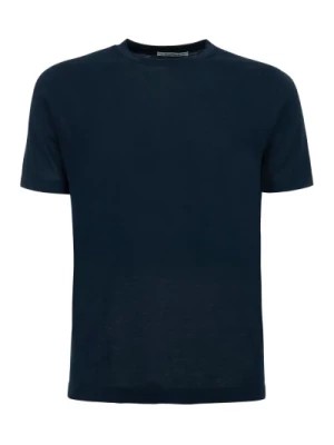 Zdjęcie produktu Niebieski Bawełniany Z żebrem Crewneck T-shirt Kangra