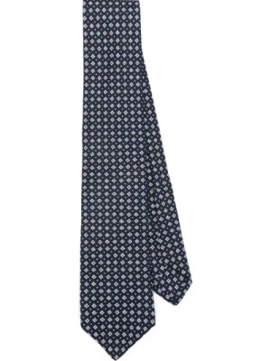 Zdjęcie produktu Niebieski Jedwabny Krawat z Geometrią Borrelli