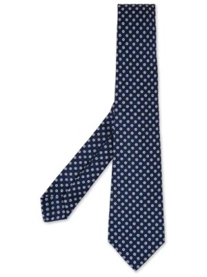 Zdjęcie produktu Niebieski Jedwabny Krawat z Mikrowzorem Kiton