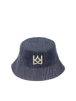 Zdjęcie produktu Niebieski kapelusz bucket z tkaniny typu denim Kazar
