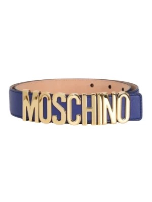 Zdjęcie produktu Niebieski Pasek z Pozłacanym Logo Moschino