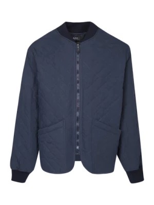 Zdjęcie produktu Niebieski pikowany płaszcz z ściągaczem A.p.c.